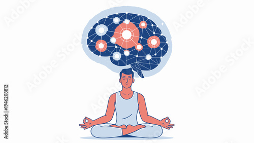 Mindfulness and Meditation for Mental Clarity vector illustration