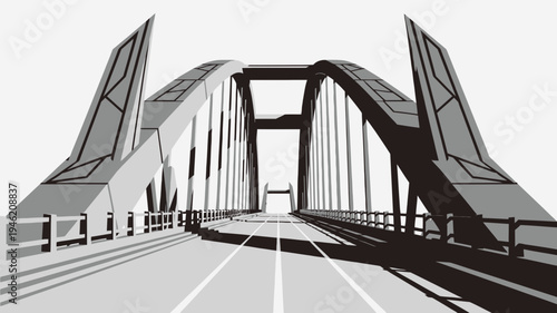 Stylized Arch Bridge Graphic vector illustration