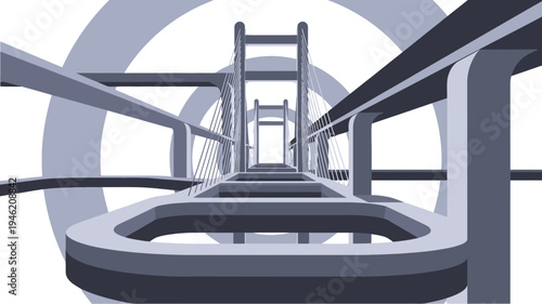 Abstract Steel Structure Perspective View vector illustration