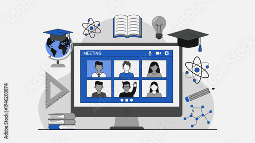 Online Education Meeting Vector Concept vector illustration