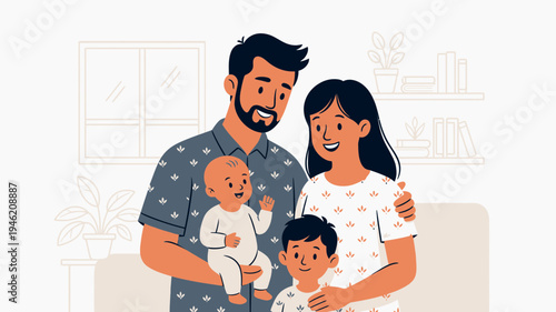 Happy Family Portrait vector illustration
