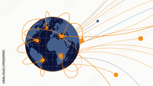 Global Network Connections Worldwide vector illustration