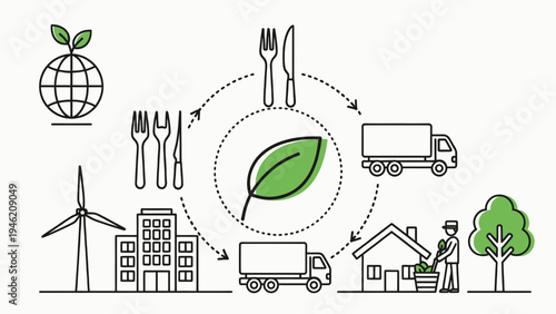 Sustainable Food Delivery System Icon Concept vector illustration