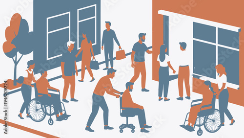Diverse Group of People in an Urban Setting vector illustration