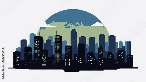 Abstract Cityscape with Stylized Skyline vector illustration