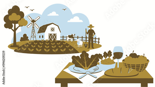 Farm to Table Fresh Food Concept vector illustration