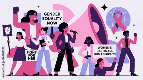 Feminist Movement Empowering Women And Gender Equality vector illustration