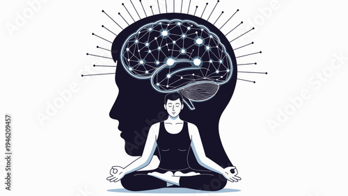 Brain Connection and Meditation Concept vector illustration