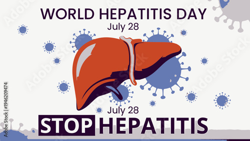 World Hepatitis Day Poster with Liver Icon vector illustration