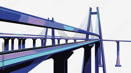 Abstract Perspective of a Modern Cable-Stayed Bridge vector illustration