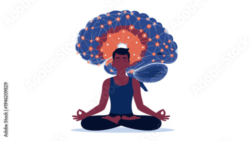 Meditation for Brain Health and Mental Clarity vector illustration