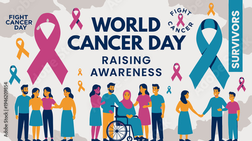 World Cancer Day Raising Awareness vector illustration