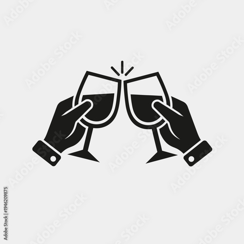 Two hands clinking wine glasses in a toast, celebration, cheers, party, event, happiness, friendship