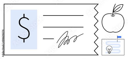 Money concept. Money symbols illustrate financial elements and abstract ideas. Money plays a key role in transactions and economics. For finance, education, business, creativity, innovation