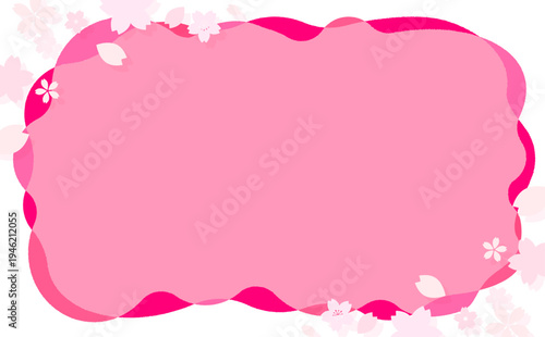 ピンクのポップな桜フレーム8_横