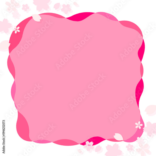 ピンクのポップな桜フレーム8_正方形
