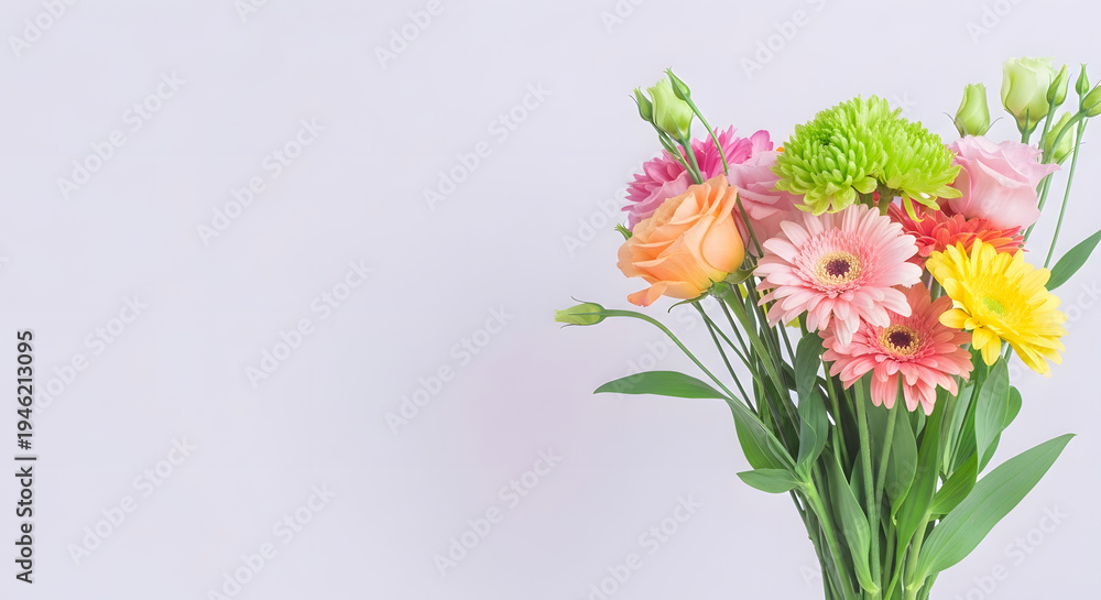 Obraz premium A vibrant bouquet of colorful flowers on a white background