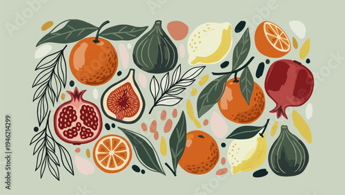 Vibrant Fruit Illustration for Food Marketing & Packaging Design