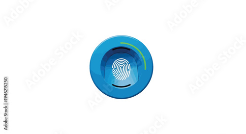 Modern biometric security scanner icon illustrating secure digital access with fingerprint recognition technology