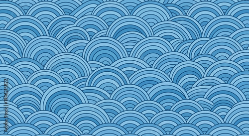 Japanese Seigaiha Pattern Blue Waves Background