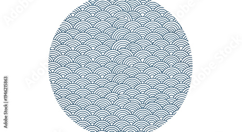 Japanese Seigaiha Wave Pattern in Circular Frame