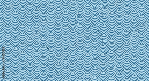 Japanese Seigaiha Wave Pattern in Light Blue