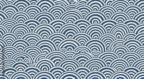 Japanese Seigaiha Wave Pattern Seamless Background