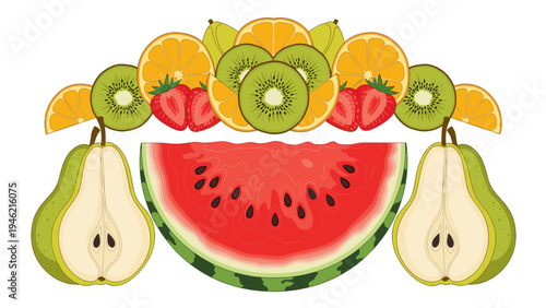 Fresh Fruit Border Design - Healthy Food & Beverage Graphics
