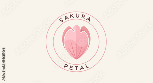 Minimalist Sakura Petal Logo Design with Circular Frame