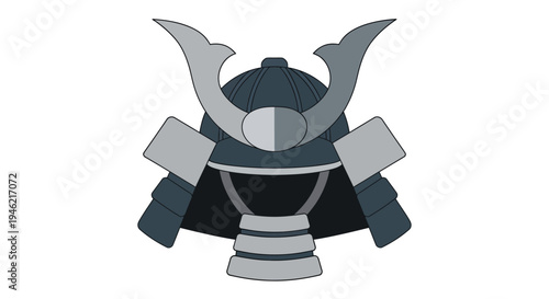 Minimalist Samurai Helmet Icon Vector Illustration