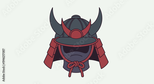 Minimalist Samurai Helmet Icon Vector Illustration