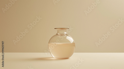 Minimalist glass bottle cosmetic mockup on beige background
