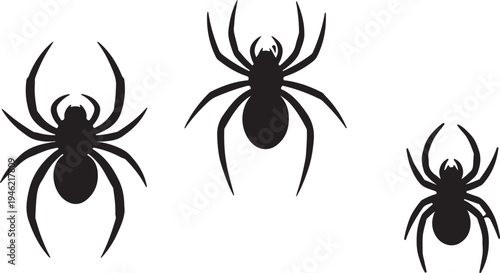 Spider Silhouette Set Creepy Arachnid Insect Vector Illustration