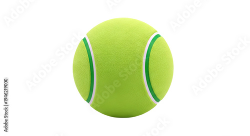 Bright Green Tennis Ball on White Background
