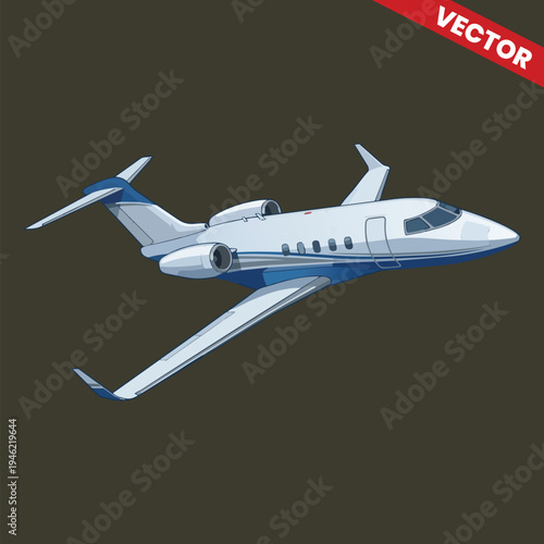 Modern Corporate Private Jet Flying Upwards Vector Illustration Sleek Executive Airplane for Business Aviation Luxury Travel Services and International Flight Graphic Design