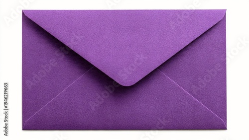 A closed purple envelope on a white background, ready for mailing or correspondence.