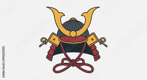Traditional Japanese Samurai Helmet Kabuto Illustration