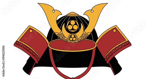 Traditional Japanese Samurai Helmet Kabuto Illustration