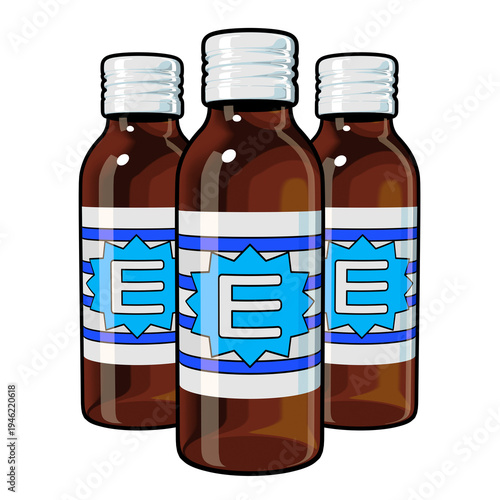 医薬部外品のイラスト素材　三本の栄養ドリンク（1_1）　カラー線画表現