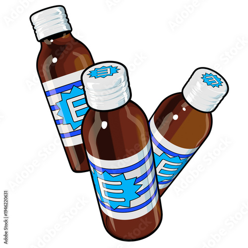 医薬部外品のイラスト素材　三本の栄養ドリンク（1_5）　カラー線画表現