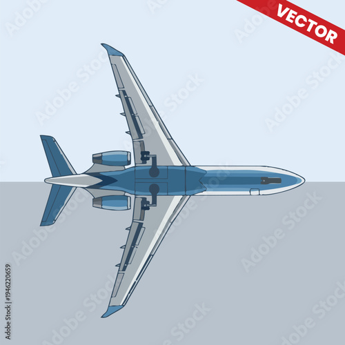 Private Business Jet Vector Illustration Bottom Side Perspective Luxury Executive Aircraft Graphic Design for Aviation Advertising Corporate Travel Plane Transport Element