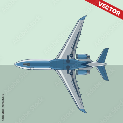 Luxury Business Jet Vector Illustration Bottom View Perspective Private Aircraft Graphic for Aviation Industry Corporate Travel Marketing Executive Plane Design Element Isolated