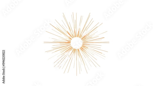 Radiant golden light burst vector illustration. Abstract bright sun or star explosion effect with clean, thin lines. Dynamic graphic element isolated on white, perfect for modern design
