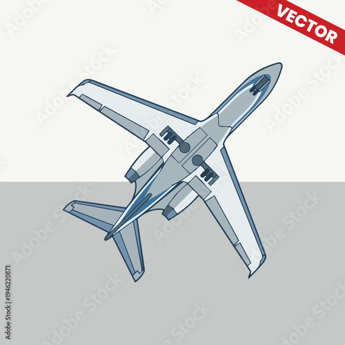 Underneath Perspective Private Jet Vector Illustration Executive Business Airplane With Landing Gear Down Luxury Aviation Transport Corporate Travel Graphic Professional Aircraft Underside