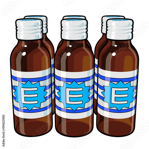 医薬部外品のイラスト素材　六本の栄養ドリンク（1_1）　カラー線画表現