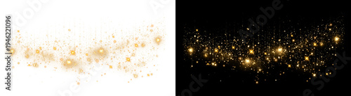Photos PNG image of A beautiful shimmering golden glitter dust with sparkling light particles creating a magical and festive overlay effect on transparent background
