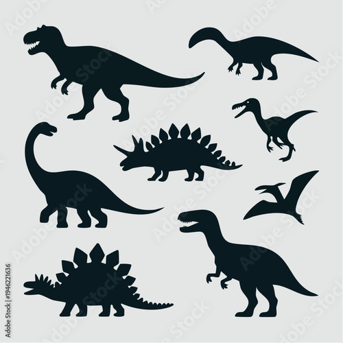 Collection of various dinosaur silhouettes.