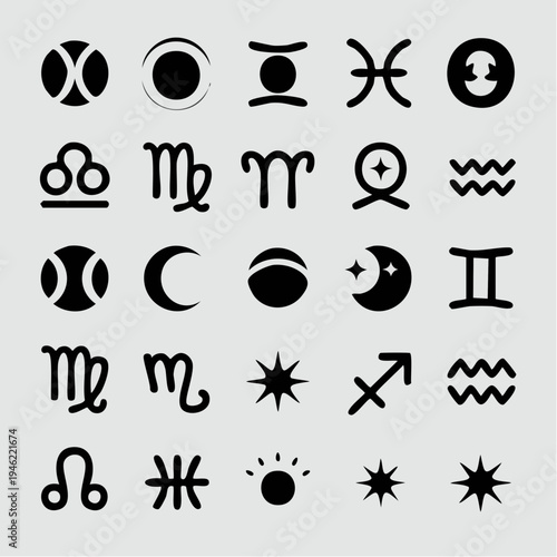 Zodiac signs and astrology symbols collection.