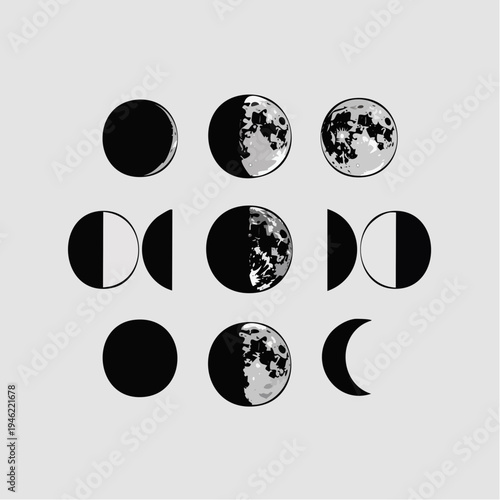 Phases of the moon in order.