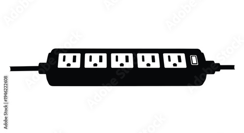 Tableau sur toile Black power strip with multiple outlets isolated on a white background